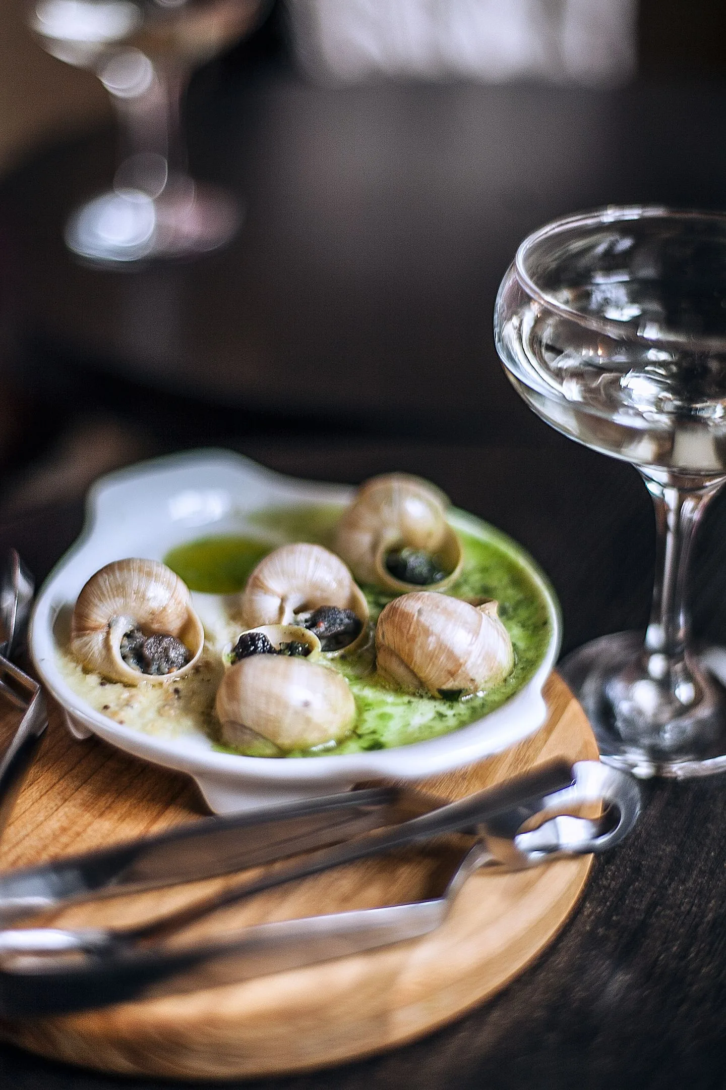 Escargots in shells with garlic butter