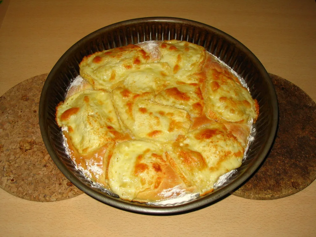 A baked Maroilles cheese tart.